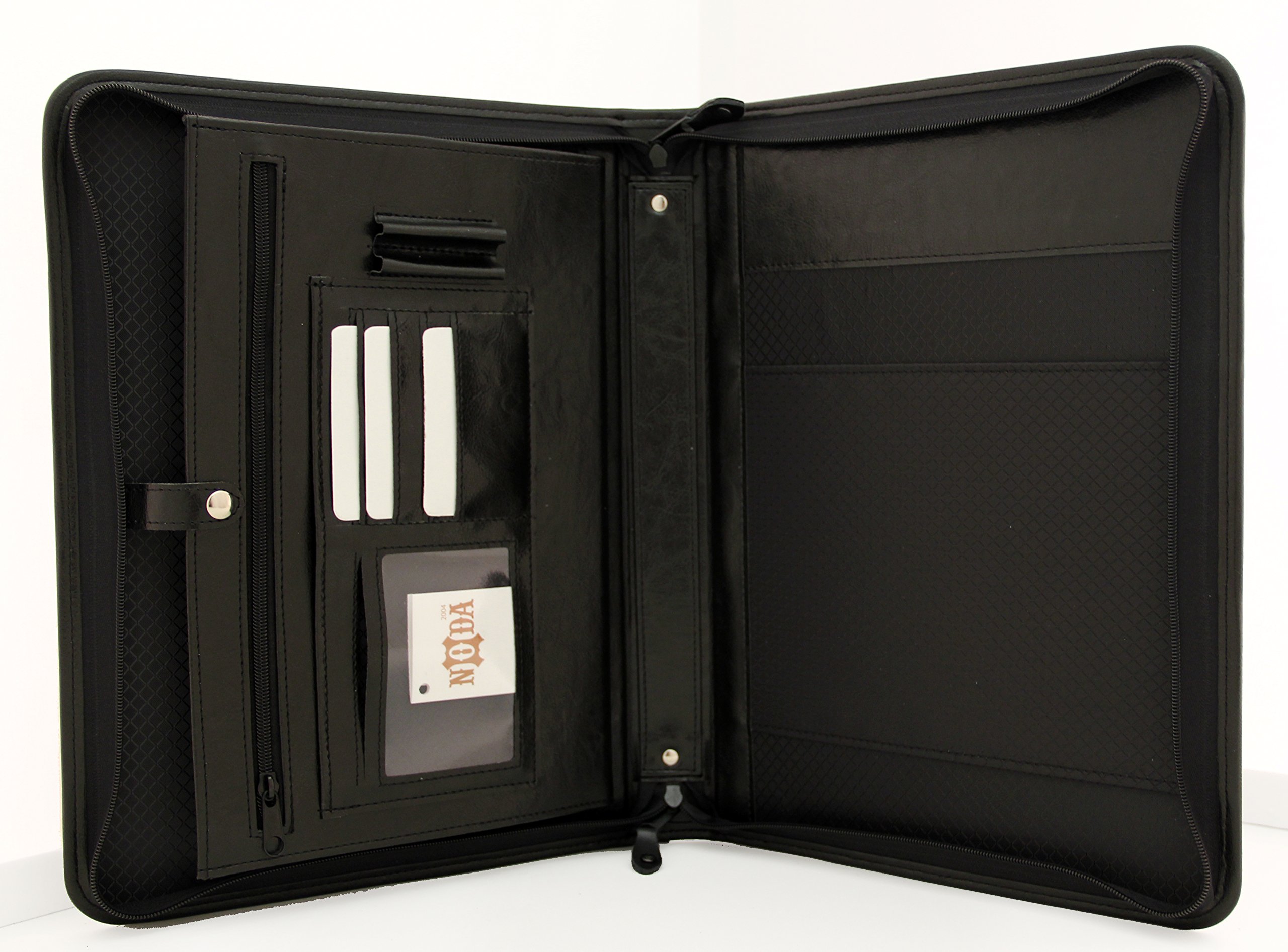 Noda Faux Leather Portfolio A4, Conference Folder a4, Business Organizer, Writing Case, Leather Padfolio (Black) — image 1