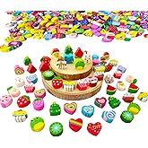 Rondure 300 pcs Mini Animal Erasers for Kids Bulk, Cute Food Heart Christmas Erasers for School Supplies, Homework Rewards