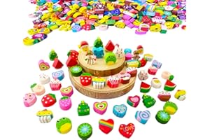Rondure 300 pcs Mini Animal Erasers for Kids Bulk, Cute Food Heart Christmas Erasers for School Supplies, Homework Rewards