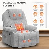 BareTay Power Lift Recliner Chair with Massage Heat USB Type C 2 Cup Holders view 3