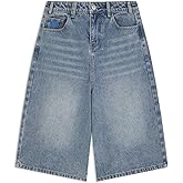 Aelfric Eden Denim Shorts Womens Vintage Washed Long-line Jorts Casual Y2K Baggy Unisex Oversized Streetwear Jeans Shorts