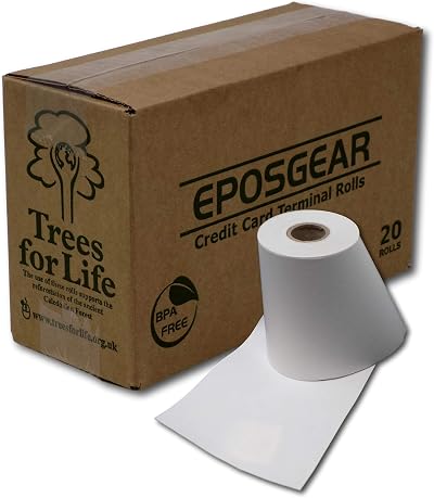 EPOSGEAR 57 x 40 mm Thermal Credit Card Till Roll Pack of 20 White