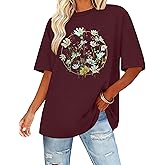 Womens Oversized T Shirts Loose Fit Graphic Tees Summer Casual Short Sleeve Tops