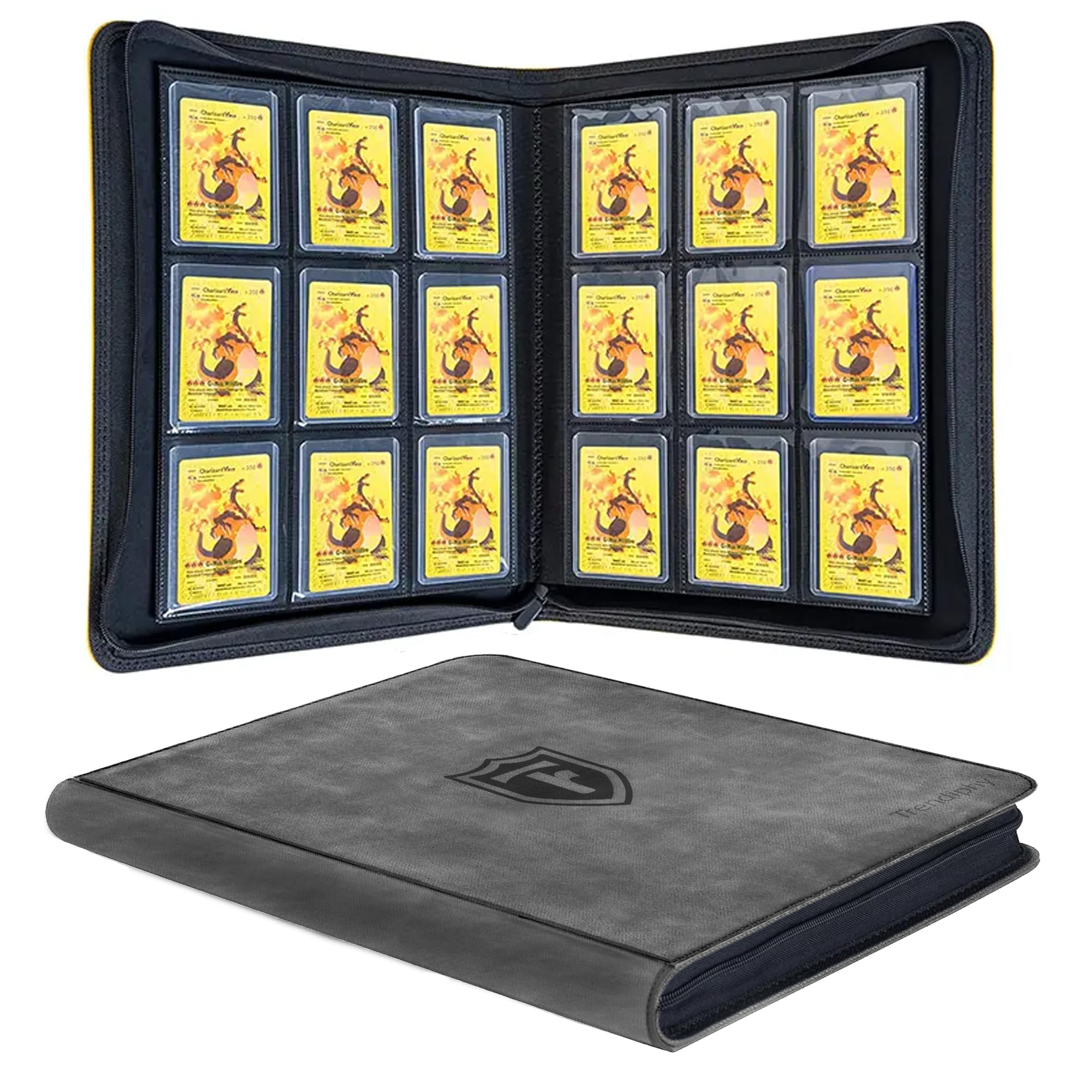 card binder for top loaders Trendiphy Top Loader Binder 9 Pocket, Holds 288 Toploaders, Side-Loading Zippered Album for Trading Cards, Sports Cards, Baseball, MTG, TCG & Graded