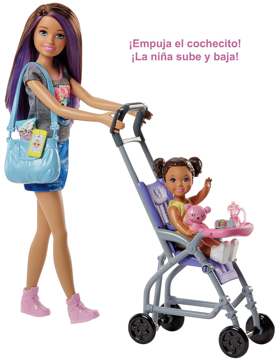 Barbie Muñeca Skipper hermana de Barbie, niñera de paseo (Mattel FJB00)