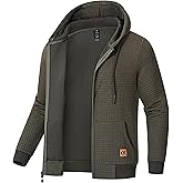 Satankud Men's Jacquard PlaidCloth Lightweight Zipper Hoodie Sweatshirt Jacket