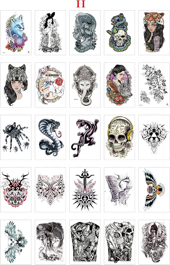Temporary Tattoos Stickers 25 Sheets Large L8