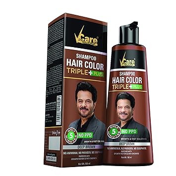 VCare Shampoo Hair Color, Brown, 180 ml, (Pack Of 2)