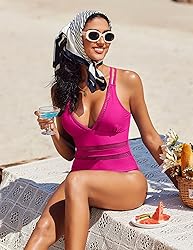 AI'MAGE Women One Piece Swimsuit Sexy V Neck