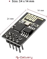 AZDelivery ESP8266 ESP-01S WiFi Transceiver Module 1MB Flash 80MHz Arduino Pi view 3