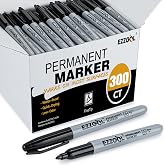 Ezzgol Permanent markers Bulk, 300 Pack, Black, Fine Tip | Waterproof, Premium Smear Proof, Quick Drying, Office Supplies for School, Office, Home