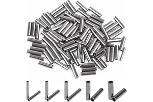 SILANON Fishing Crimp Sleeves, 100pcs Single Barrel Crimp Sleeves Brass Copper Crimping Sleeves Tubes Fishing Line Crimps Tube Connector Wire Leader Rigging Tackle