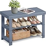 SONGMICS Shoe Rack Bench, 3-Tier Bamboo Shoe