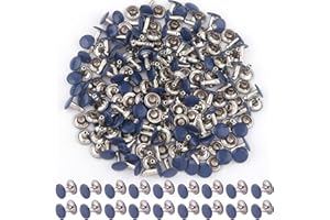 YEWIN 9mm Dark Blue Tubular Double Cap Rivets - Metal Button Round Rivet,Rivet Studs for Purse Bags Handbags Shoes Belts Leather Craft Repair (Dark blue 50pcs)
