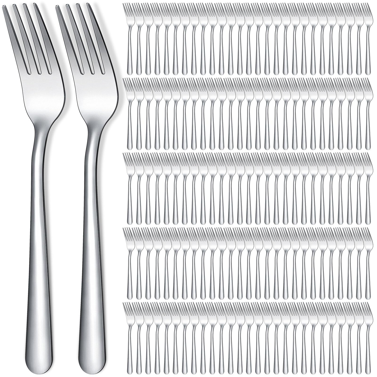 Photo 1 of Syhood 300 Pcs Stainless Steel Dinner Forks Set 8 Inch Bulk Metal Forks Restaurant Silverware Mirror Polished Salad Dessert Utensils for Home Hotel Kitchen Event Supplies
