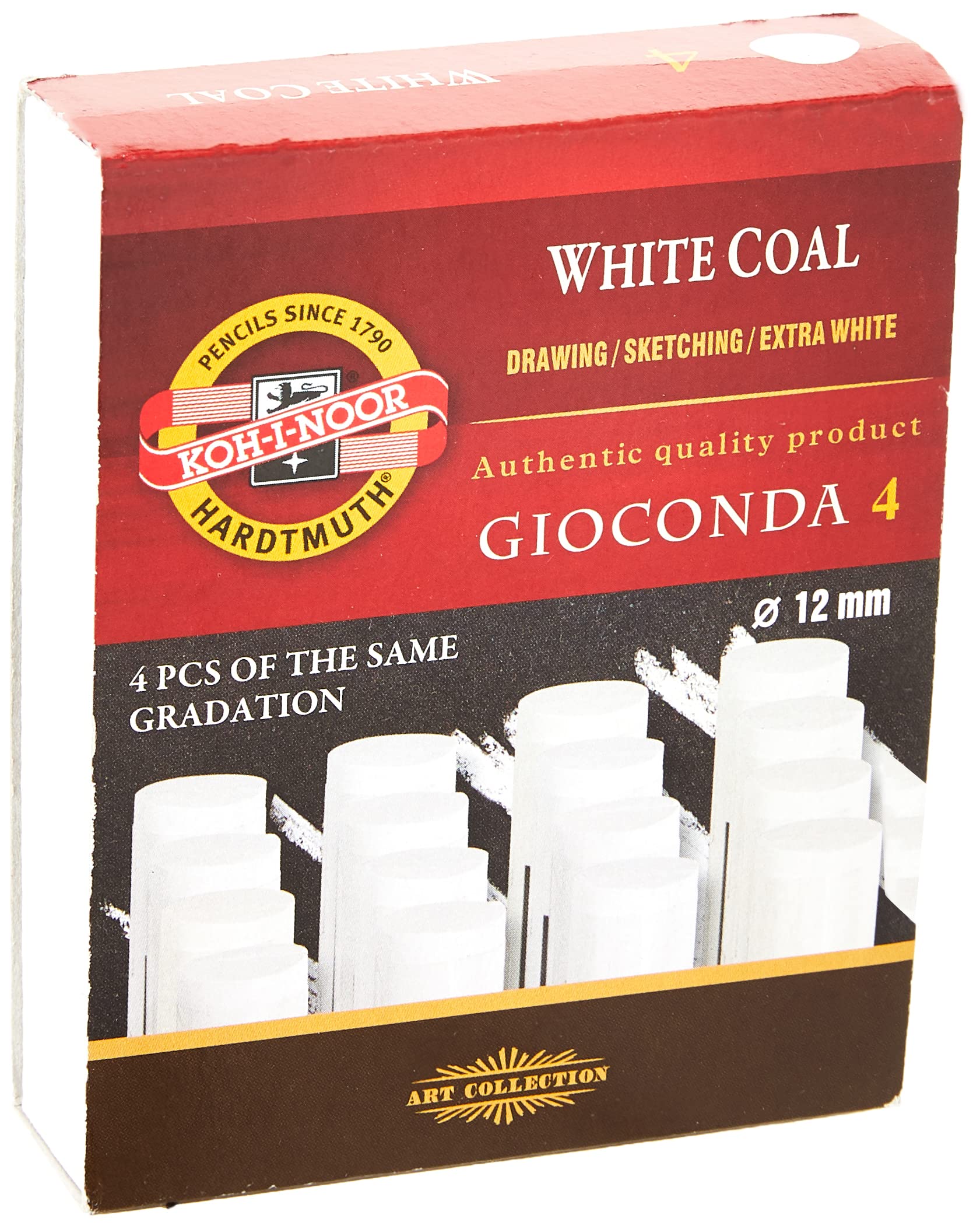 KOH-I-NOOR Hard Artificial Extra Charcoals - White (Pack of 4)