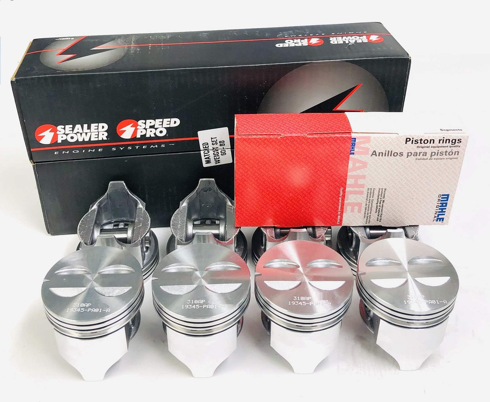 Sealed Power Speed Pro Cast Flat Top Pistons & CAST Rings Set compatible with Chevy 327 STD 4.000" Bore