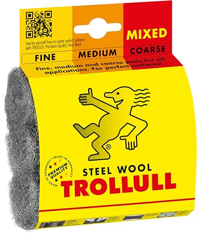 TROLLULL Steel Wool Pads 3pk Fine Medium Coarse Sanding Polishing DIY
