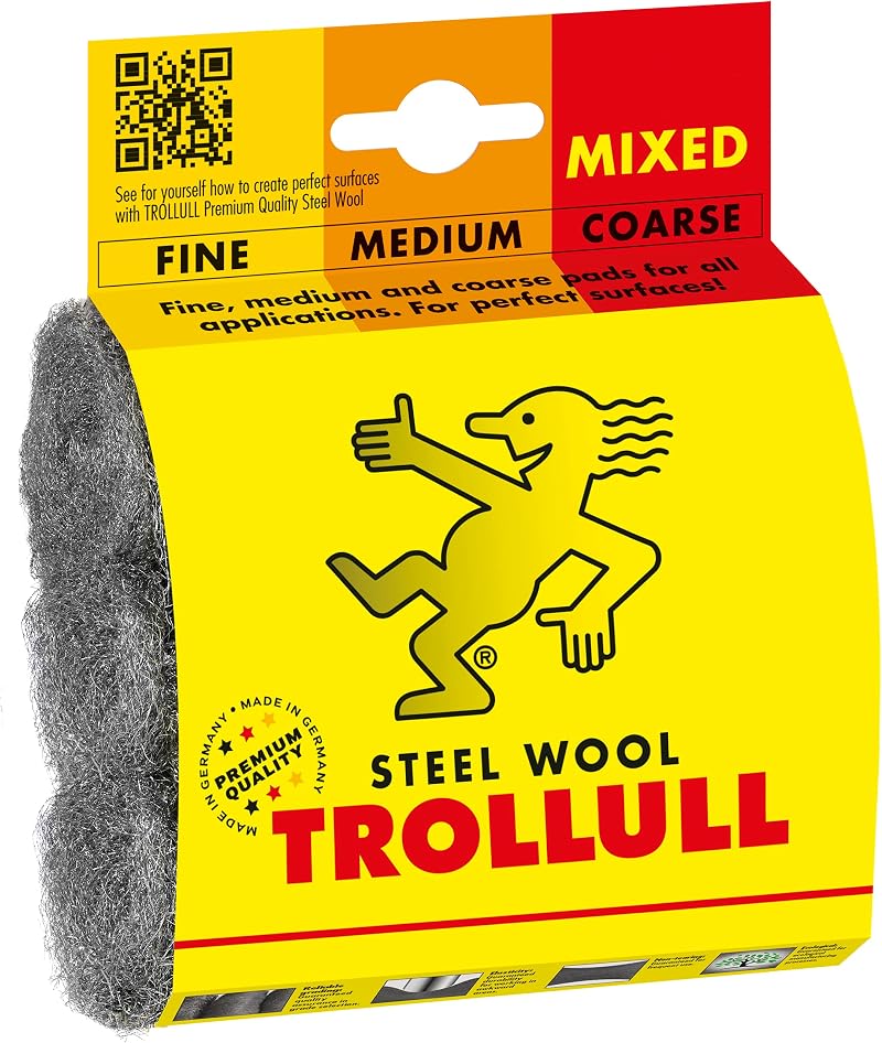 TROLLULL Steel Wool Pads 3pk Fine Medium Coarse Sanding Polishing DIY