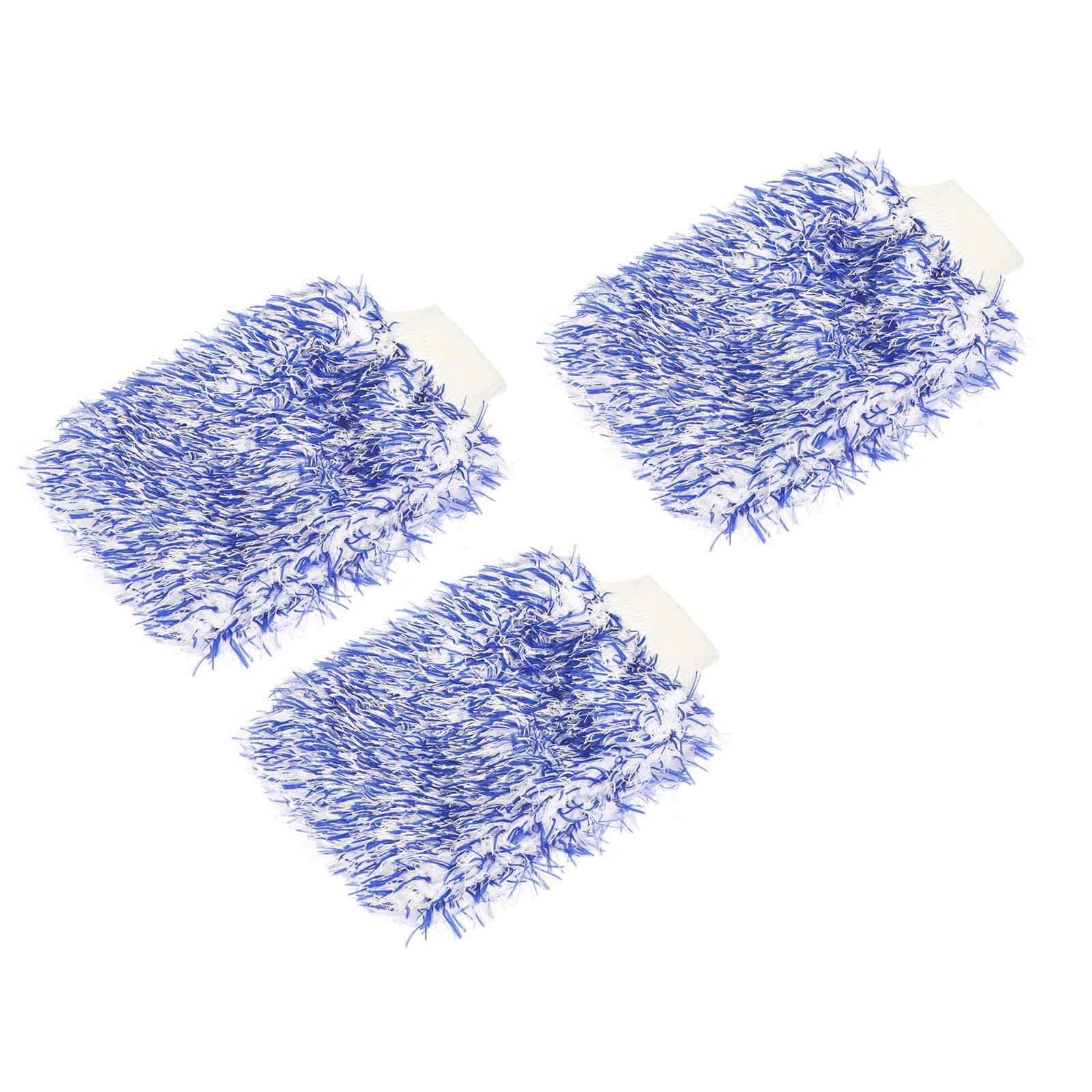 M METERXITY 3 Pack Dust Removal Gloves - Household Plush Mitten, Soft & Fluffy, Apply to Kitchen/Garden/Room (9.06 x 6.3 Inches, Blue White)