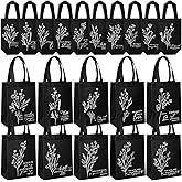 Sweetude 20 Pcs Christian Gift Bag Bulk, Reusable Non Woven Church Welcome Totes with Handles, Medium Floral Bible Verse Bags for Holiday, Easter, Sunday School, Religious Event Gifts (Black)