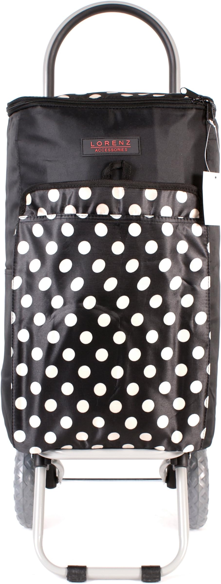 6959 Summer Black Polka Dot Cool-Bag with Insulation Two Wheeled Collapsible Shopping Trolley