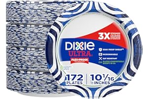 Dixie Ultra, Large Paper Plates, 10 Inch, 43 Count (Pack of 4), 3X Stronger*, Heavy Duty, Microwave-Safe, Soak-Proof, Cut Resistant, Disposable Plates For Heavy, Messy Meals