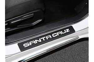 AJLOTMO 4Pcs Santa Cruz Door Sill Protector Reflective 4D Carbon Fiber Sticker Decoration Door Entry Guard Door Sill Scuff Plate Stickers Accessories Compatible with Hyundai Santa Cruz (White)