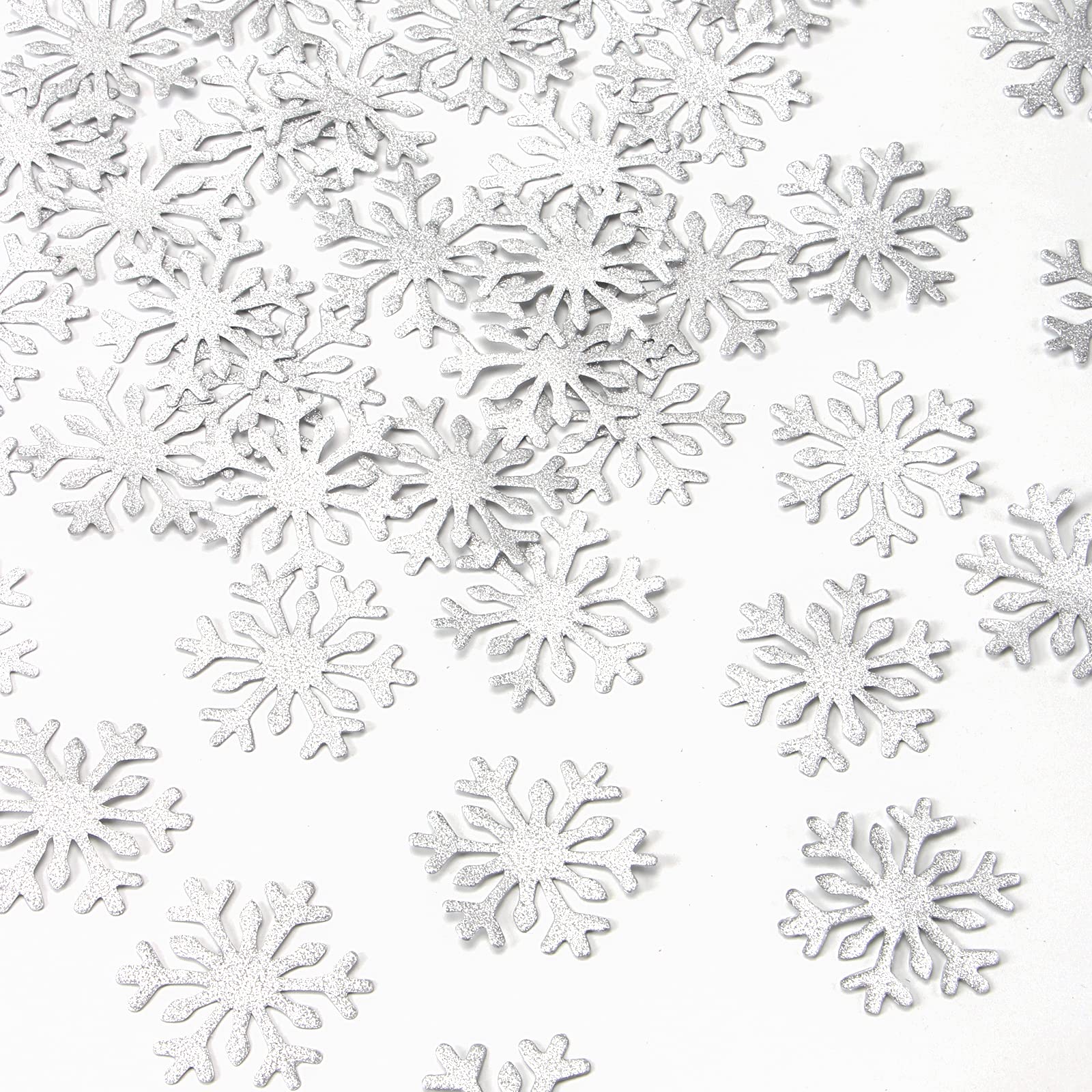 Snowflake Snow-White Party-Decorations Frozen Paper-Confetti - 100pcs Glitter Christmas Silver Table Confetti,Winter Wonderland Birthday Party Supplies New Year Decor Lasting Surprise