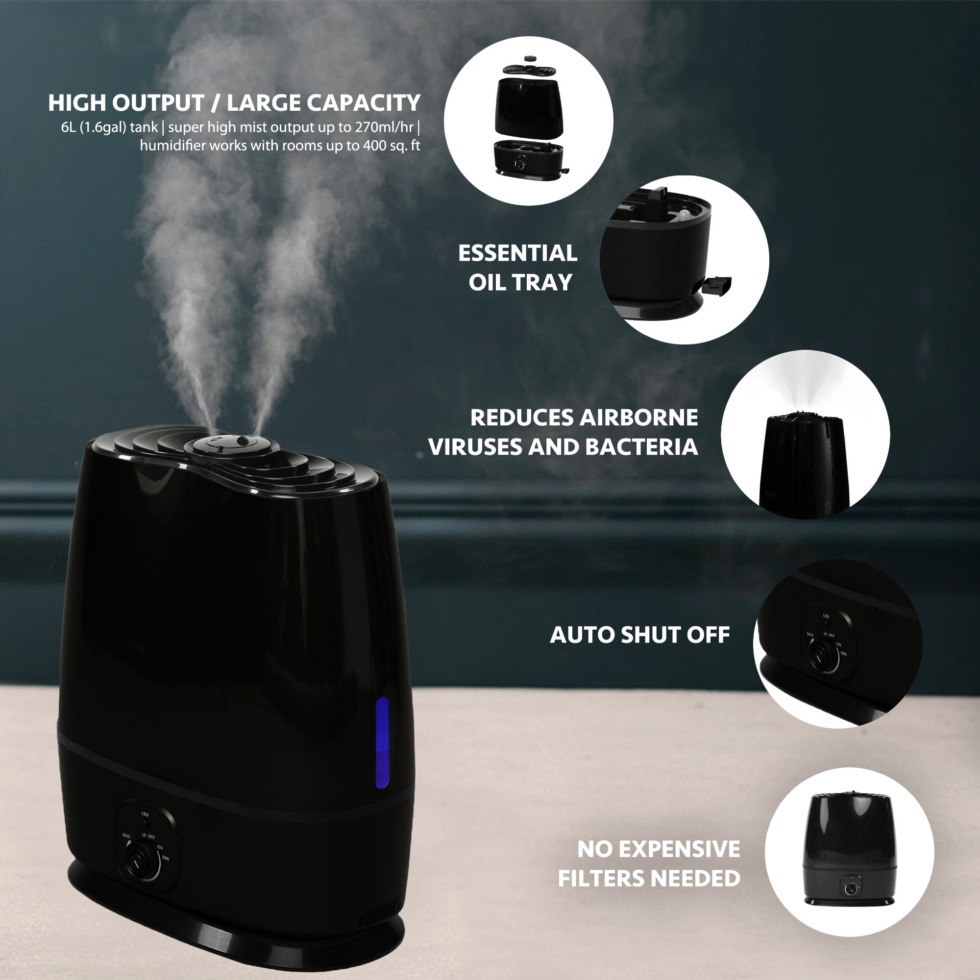 Everlasting Comfort Ultrasonic Cool Mist Humidifier (6L) Essential