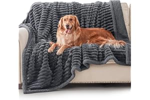 AIPERRO Waterproof Dog Blanket for Large Dogs, Washable Soft Puppy Cat Blanket Flannel Cotton Velour for Sofa Couch Protector, Comfort & Security Reversible Bed Protection for Pet, 50"X60", Gray