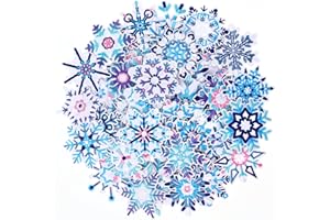 Wavwavw 50 Pcs Themed Iron on Patches with Words Embroidered Sew on Cloth Colorful Multiple Styles Iron on Patches for Clothes Hats Backpacks Jackets Accessories Souvenirs Gifts(Snowflake)