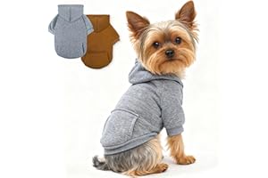 SIMCAPY XXS Dog Hoodie Sweaters for Small Dogs, Winter Puppy Sweatshirts with Pockets Hood, Warm Fleece Lined Extra Small Dog Clothes for Chihuahua, Yorkie, 1-2lb Puppies, 2 Pack