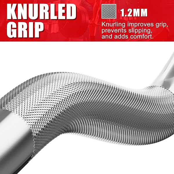 OLYMPIC EZ CURL BAR – 47IN/4FT FOR ARM WORKOUTS, BICEP CURLS, TRICEPS EXTENSIONS – COMPATIBLE WITH 2″ WEIGHT PLATES