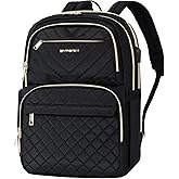 EMPSIGN Laptop Backpack Purse for Women and Men with USB Charging Port, 15.6 Inch Travel Water Resistant Quilted Backpack, High-Capacity 30L Work Business Computer Backpack, Black