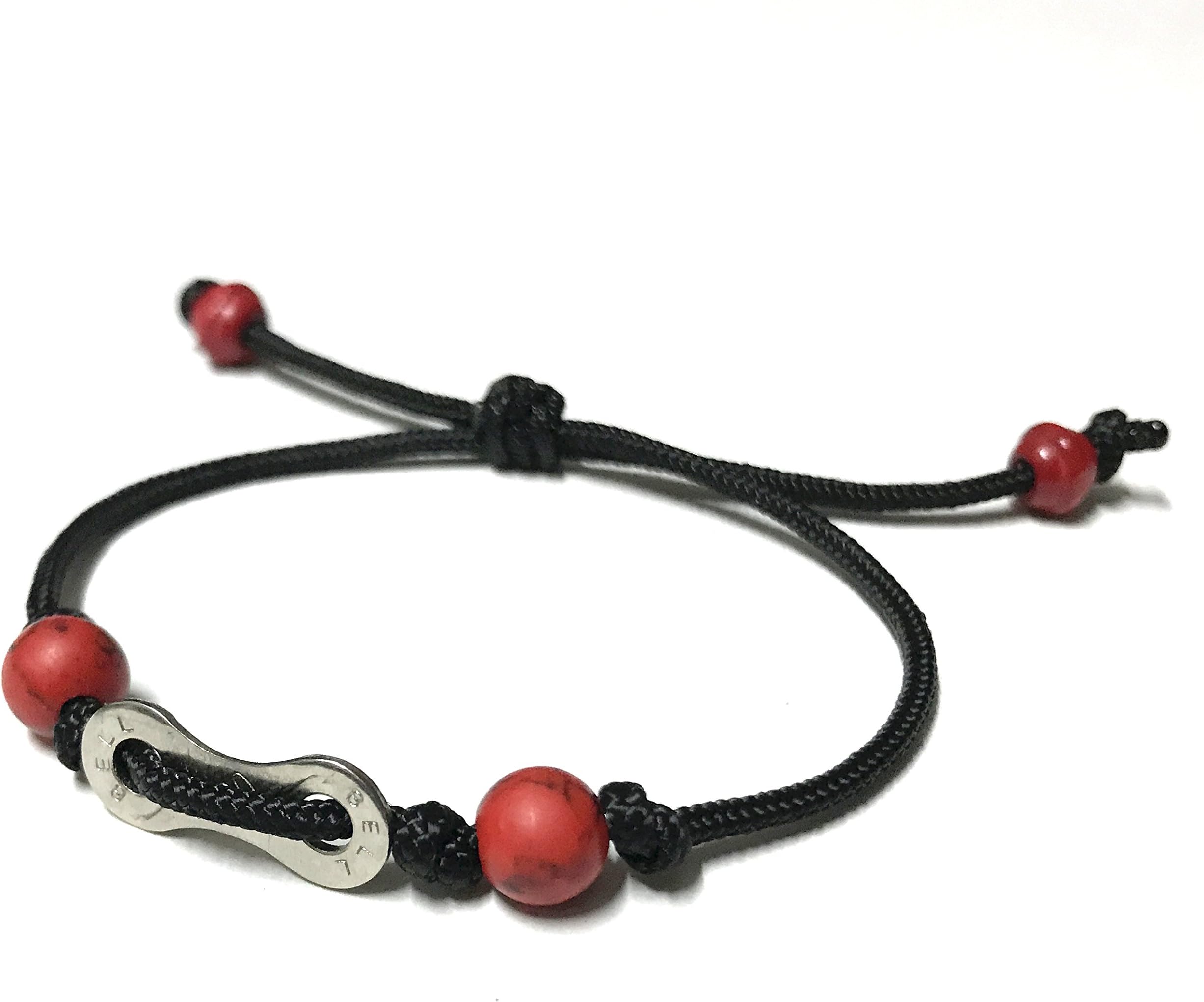 1 Link Beaded bracelet - Paracord Bracelet - Bicycle chain - bike chain Links - bike accessories -bike bracelet