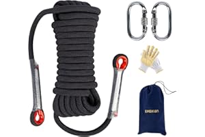 EMEKIAN Indoor Outdoor Climbing Rope, Static Rock Climbing Rope for Escape Rope, Ice Climbing Equipment, Fire Safety Rescue Rope, with Non Slip Gloves