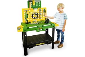 John Deere Kids Workbench, Power Tools Workshop, Build Your Own Toy Tool Box with 39 Realistic Toy Tools and Accessories, 5+