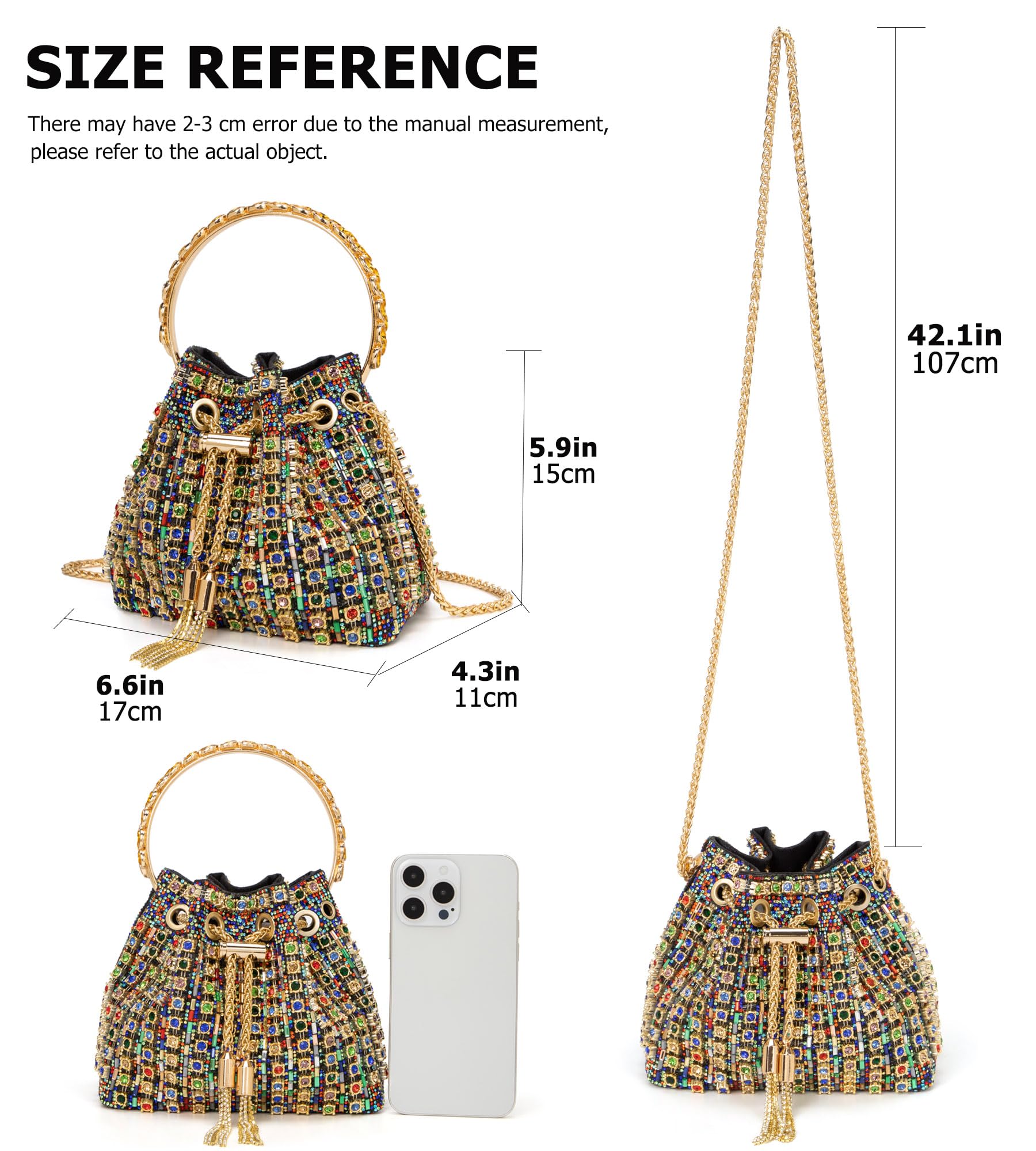 Sweetovo Sparkly Diamond Evening Bag Clutch Purses for Women Rhinestone Purse Glitter Handbag for Party Prom Cocktail Wedding