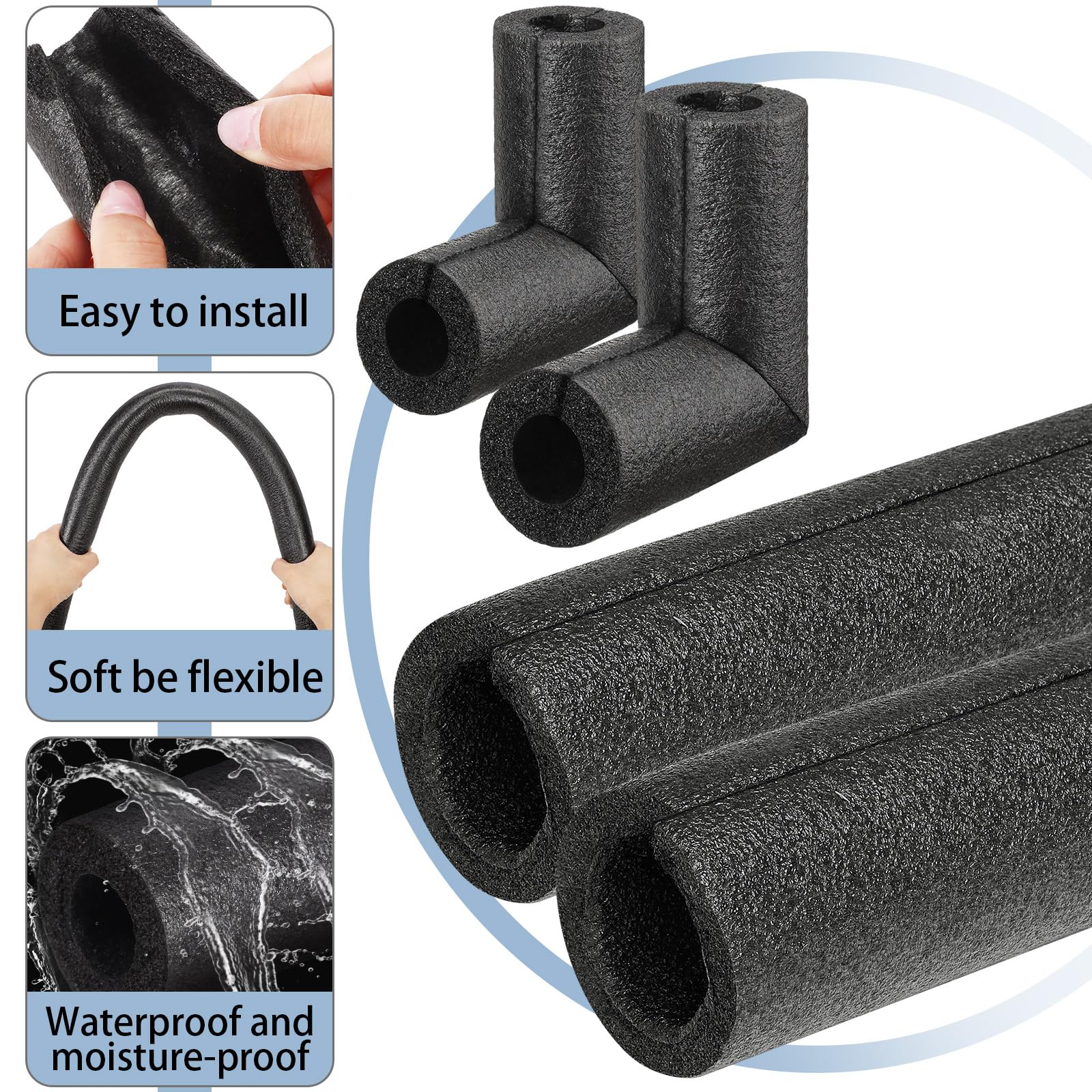 Amylove 8 Pack Elbow Insulation Tubing Elbows Water Pipe Insulation