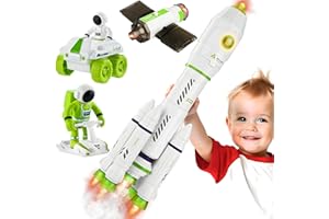 Wanonoo Rocket Space Toys for Kids Ages 3-5-5-7 with Lights and Sound, Astronaut Educational Toys for 3 4 5 6 7 8 Year Old Bo