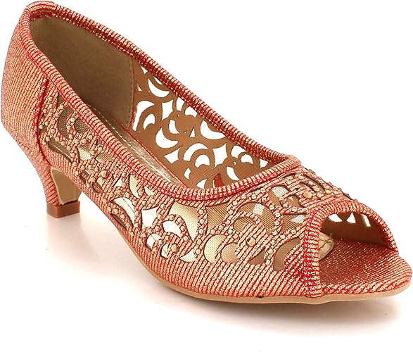 gold kitten heel evening shoes