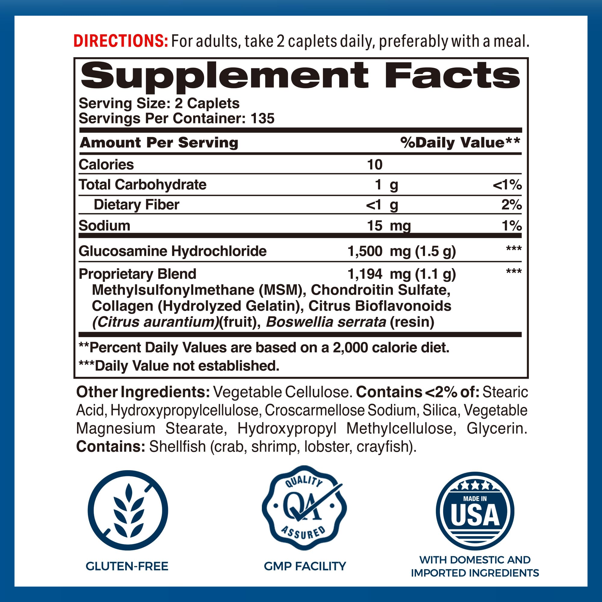 Vitamin World Triple Strength Joint Mover, Glucosamine Chondroitin with MSM Joint Support Supplement, Collagen & Boswellia Serrata Extract, Support Joint Strength, Comfort & Flexibility, 270 Caplets