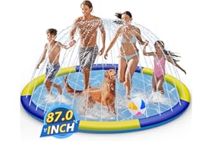 SOOTFRO Splash Pad Sprinkler for Kids, 87 inch Extra Large Non-Slip Baby Play Mat, Dog Pool Toys, Toddler Outdoor Toys for Ages 3-12 Boys Girls, Summer Outdoor
