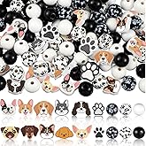 Thyle 200 Pcs Dog Paw Print Wooden Beads Dog Paw Footprint Bead Colorful Claw Marks Wood Charm for Craft Making Party DIY Craft Home Decoration