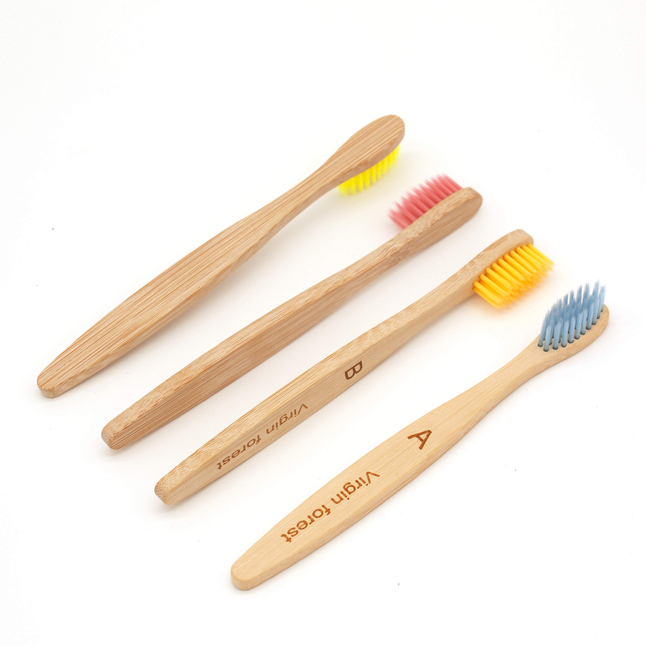 Kids Bamboo Toothbrushes, Biodegradable Handle, BPA-Free Soft Bristles, Children Size Set of 4 (4 Colors) — image 1