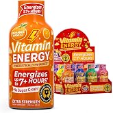 Vitamin Energy Variety Pack Extra Strength Energy Shot, 12 Pack - Up to 7 Hrs, 260mg Natural Caffeine, Zero Sugar - Assorted Flavors, B12 B6 Niacin, 1.93 fl oz, Keto Vegan