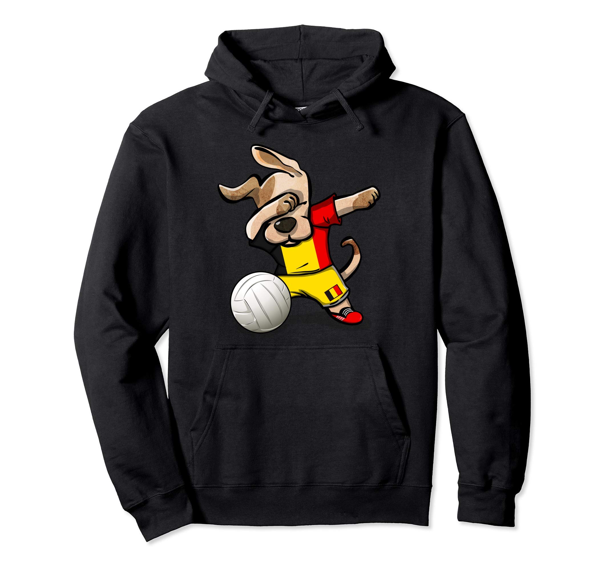 Dabbing Dog Proud Belgium Volleyball Lovers Belgian Flag Pullover Hoodie