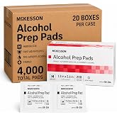 McKesson Alcohol Prep Pads, Sterile, Medium Size, 2-Ply, First Aid, 4000 ct | Individually Wrapped Wipes, 70% Isopropyl Alcohol, Medical Grade, Individual Packet
