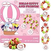 Hello Kitty Candy Bracelets, Edible Jewelry with Character Charms, Individually Wrapped Party Favors, 20 Pieces Inside